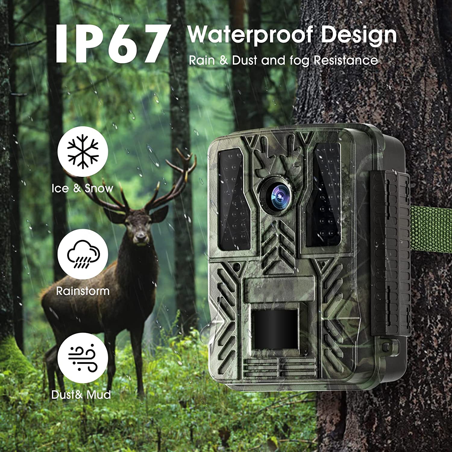 32MP 4K batteriebetriebene wasserdichte IR-Überwachungskamera für die Jagd im Freien